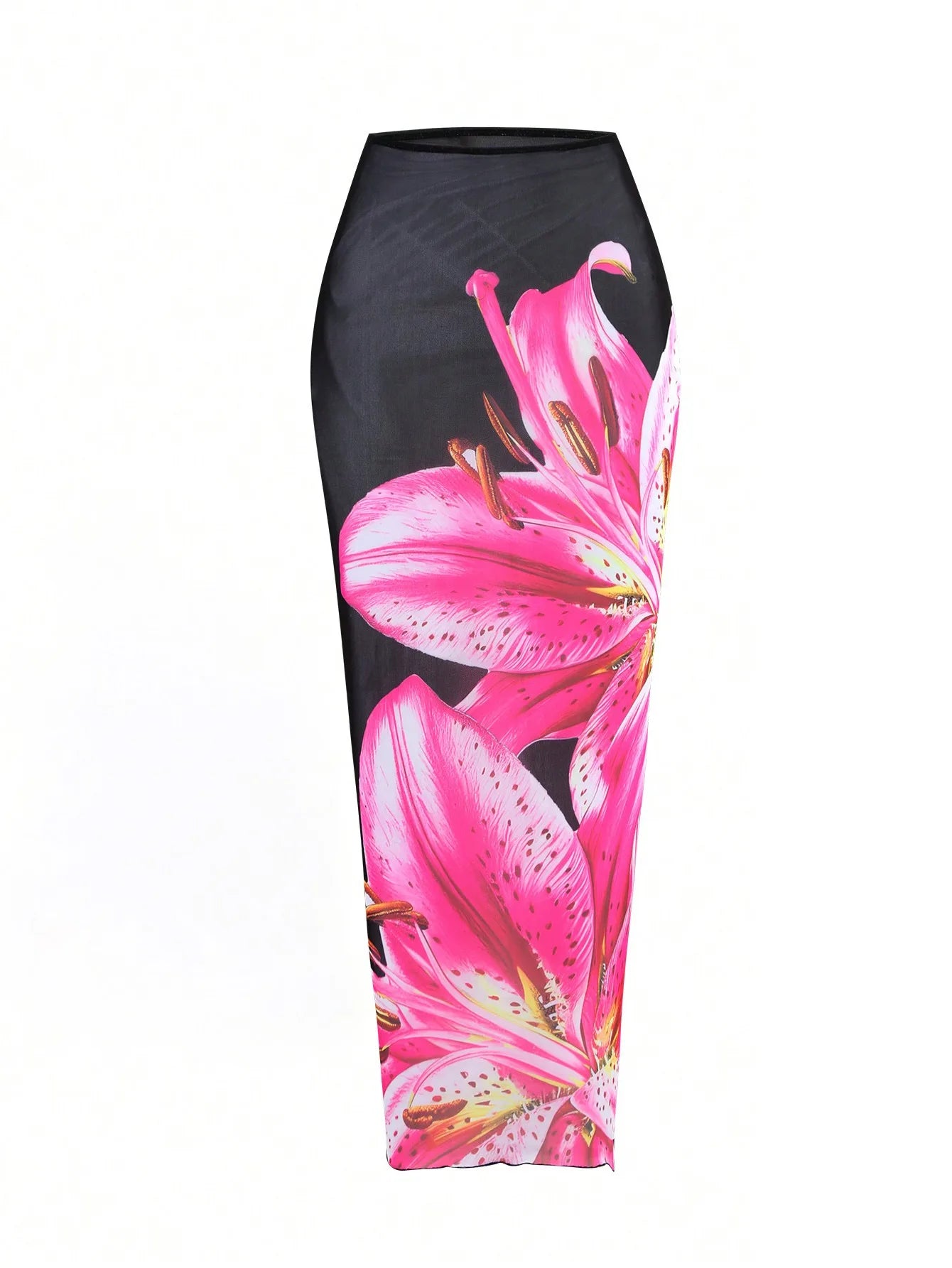 Flower Print Bikini Set Women's High Waist Long Skirt 3 Piece Swimsuit  Mini Triangle Backless Thong Bathing Suit