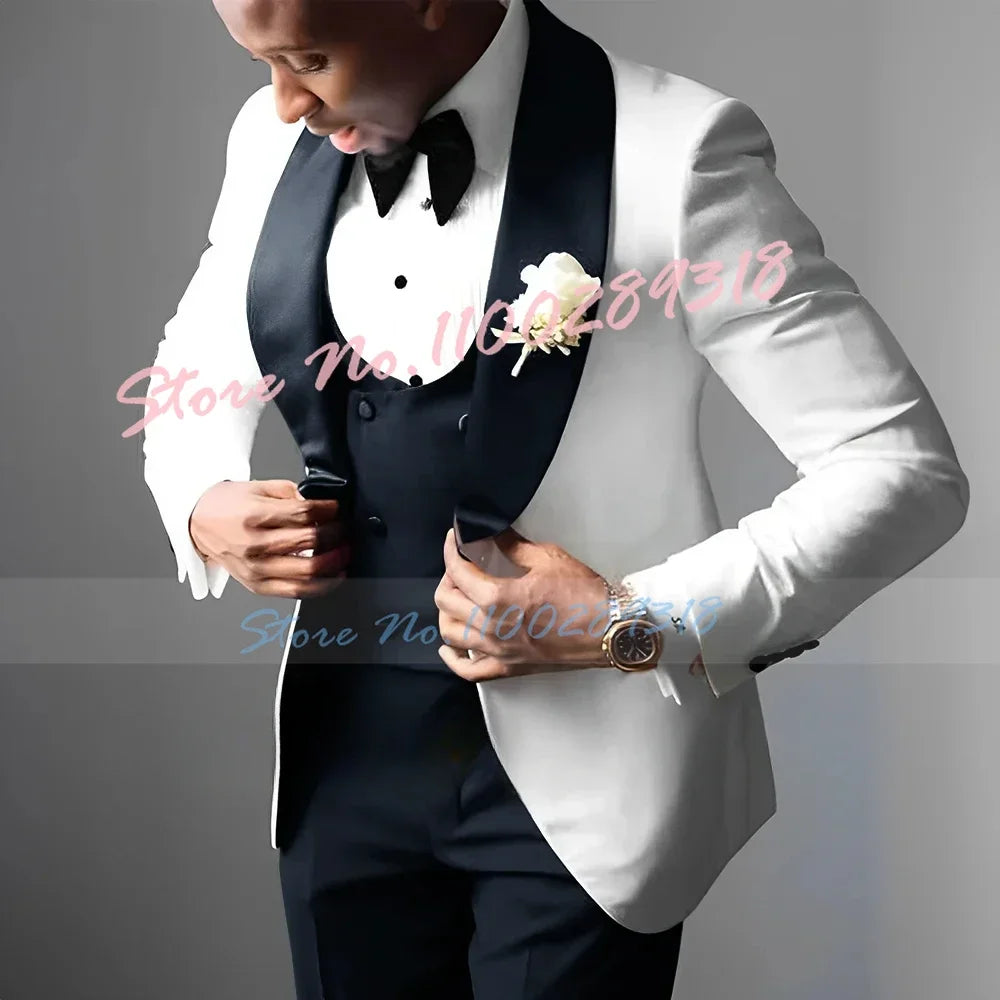 Men's Wedding Tuxedo Elegant Men's Suit Jacket Pants Vest 3-piece Set Wedding Suits for Men