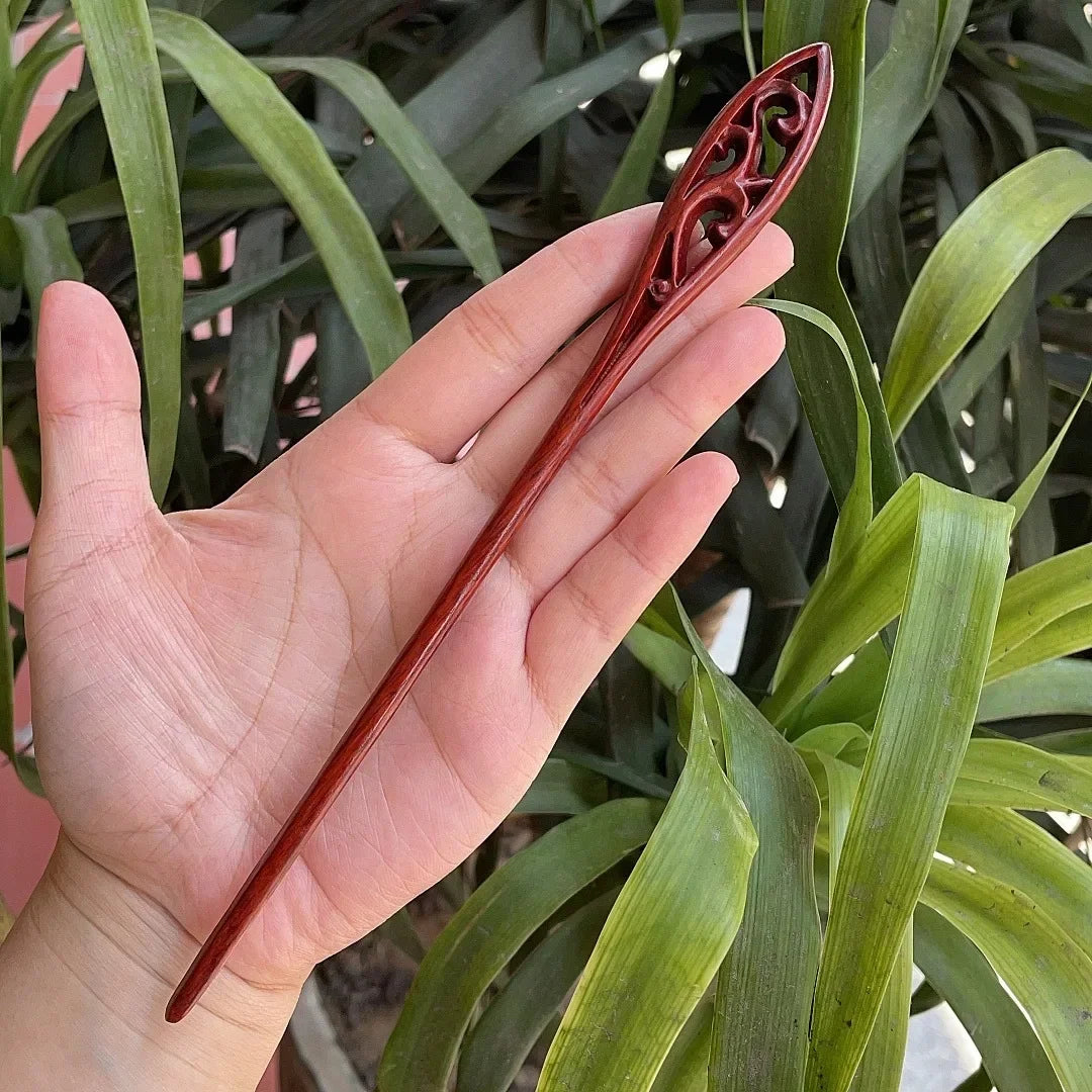 Chinese Retro Style Peach Wood Handmade Carved Hairpin Hollow Out Hair Stick Hairpin Women Hair Styling Tools Hair Accessories