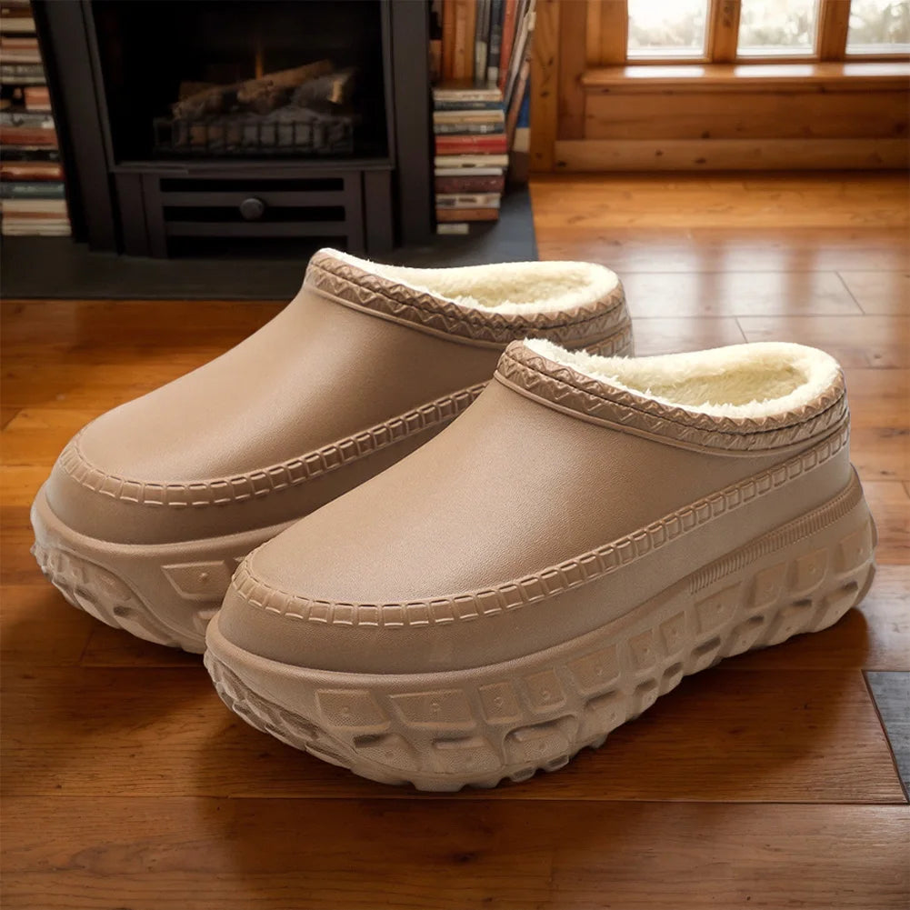 Anti-Slip Platform Slippers Fur Lining House Shoes Warm Comfy Slippers for Indoor & Outdoor