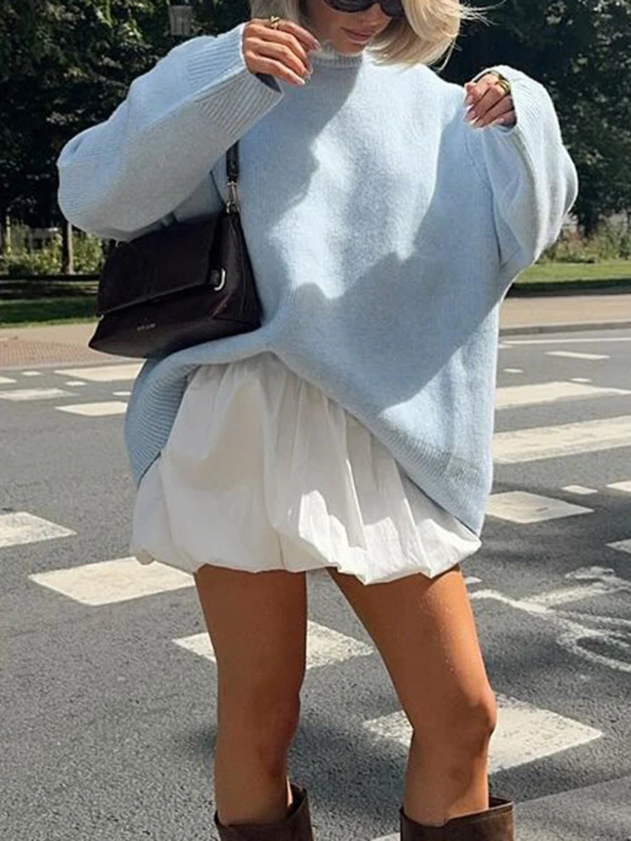 Women s Cozy Knit Pullover Sweater with Long Sleeves and O Neckline in Classic Solid Color for Casual Fall Winter Style
