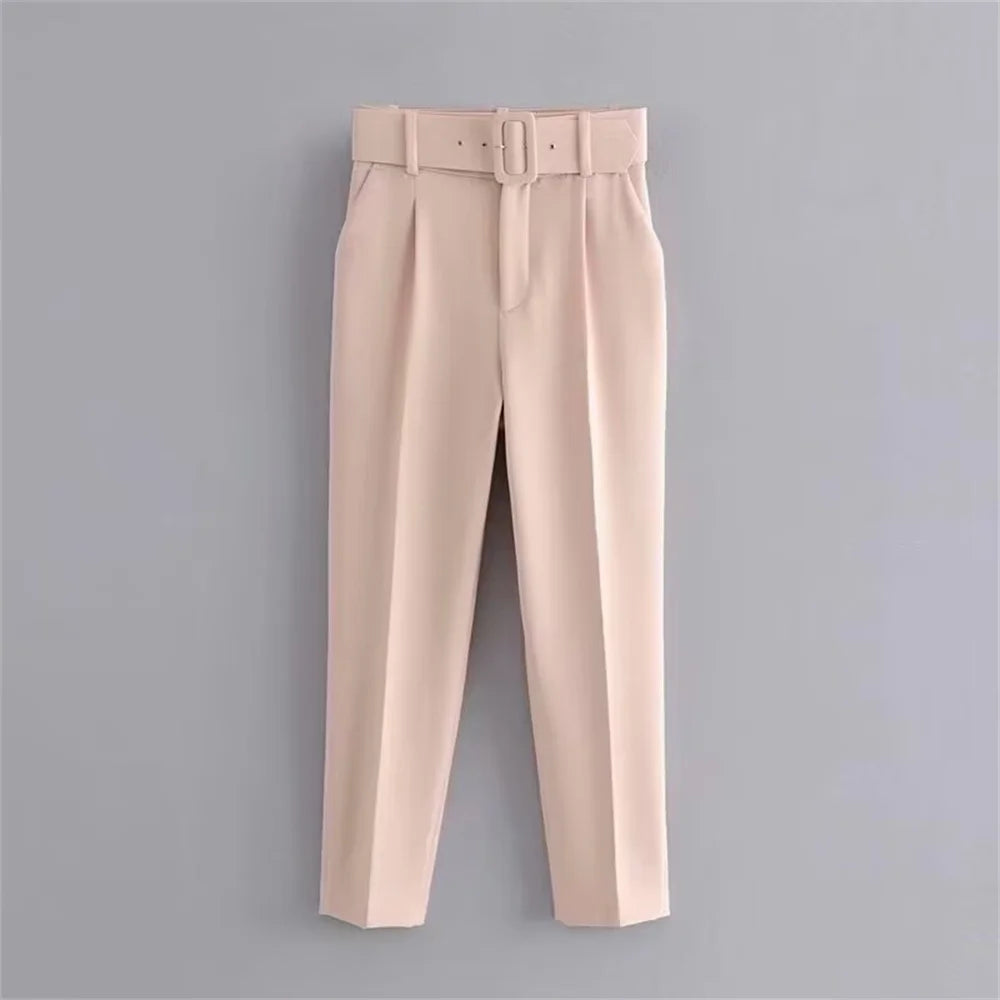 Casual Women's Wear Simple Fashion Solid Color Suit Top Straight Pants Set Two Piece Set Blazer Pants