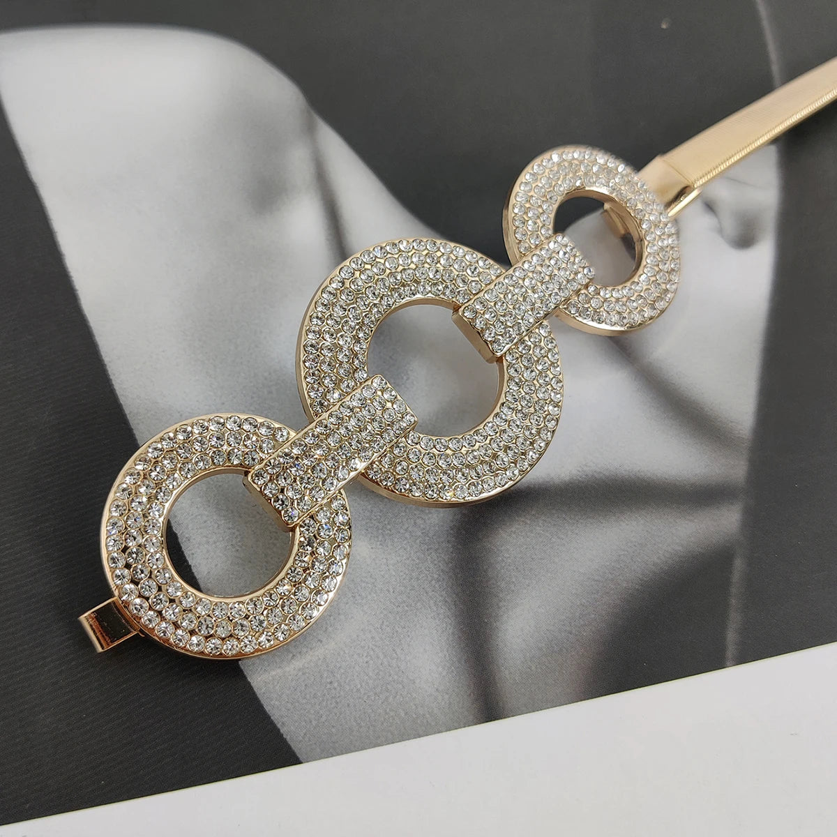 Fashion Elastic Gold Chain Belt Rhinestone Designer Belts For Women High Quality Luxury Brand Stretch Waistband