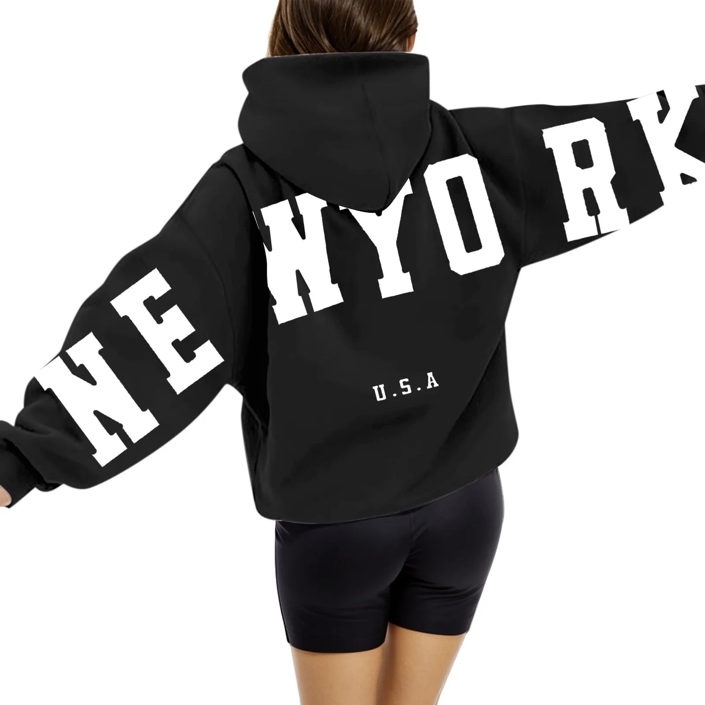 High Street Hip Hop Letter Print Women Hoodies Tops Oversize Sport Casual Long Sleeve Pullover Tops Sweatshirts