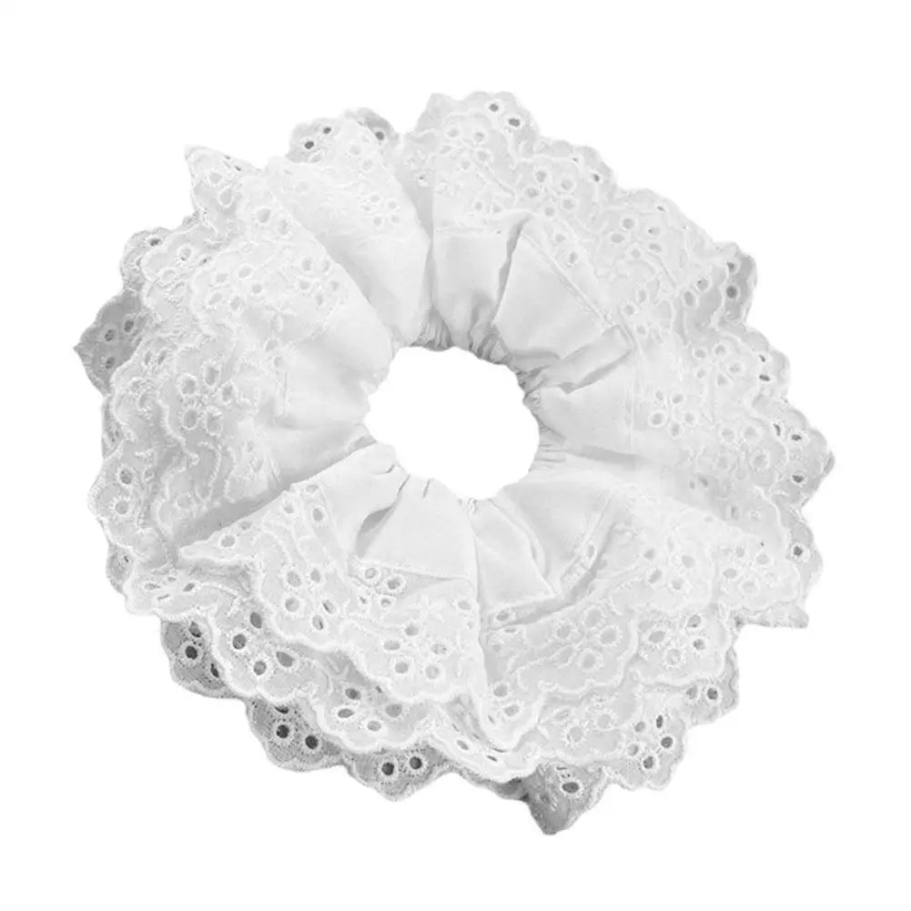 Big Flower Scrunchies for Women Elastic Hair Bands Ponytail Holders Tie Solid Color Hair Hoop Scrunchy Girl Hair Ring