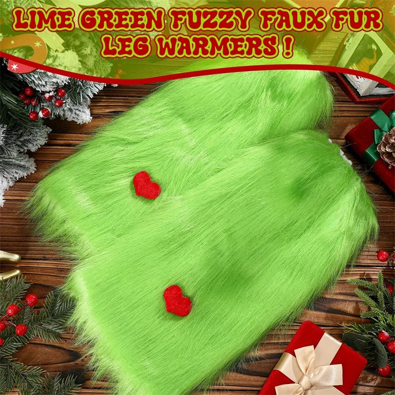 Warm Fuzzy Leggings Heart Patterned Knee High Socks Cozy Boot Cuffs