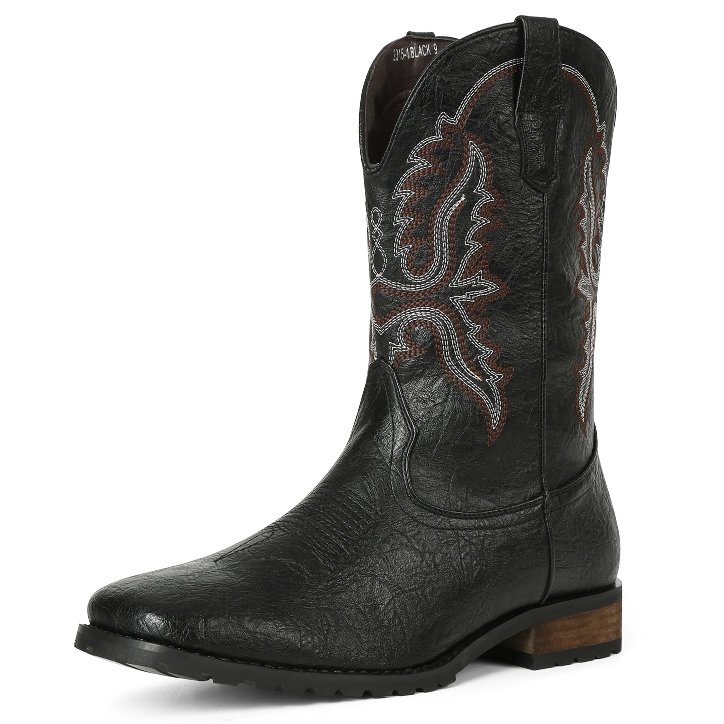 Plus size 12.5 Fashion Retro Square Toe Neutral Cowboy Boots Luxury Embroidered Concise Pull-on Western Boots