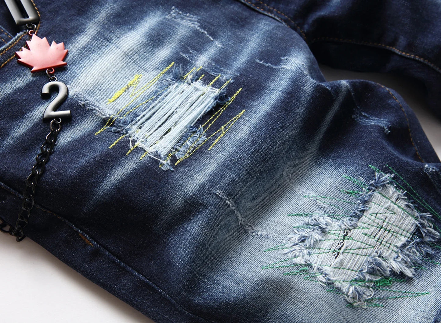 fashion blue Denim Shorts Summer Holes BUTTON FLY Shorts Jeans High Quality Stretch Fit Denim Jeans Shorts