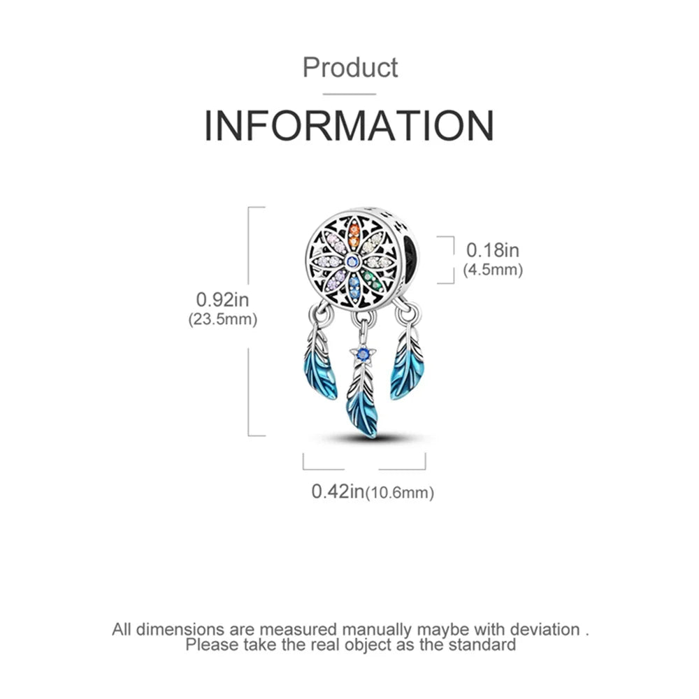 925 Sterling Silver Starry Night Dream Catcher Beads Fit Pandora Original Bracelet Charms