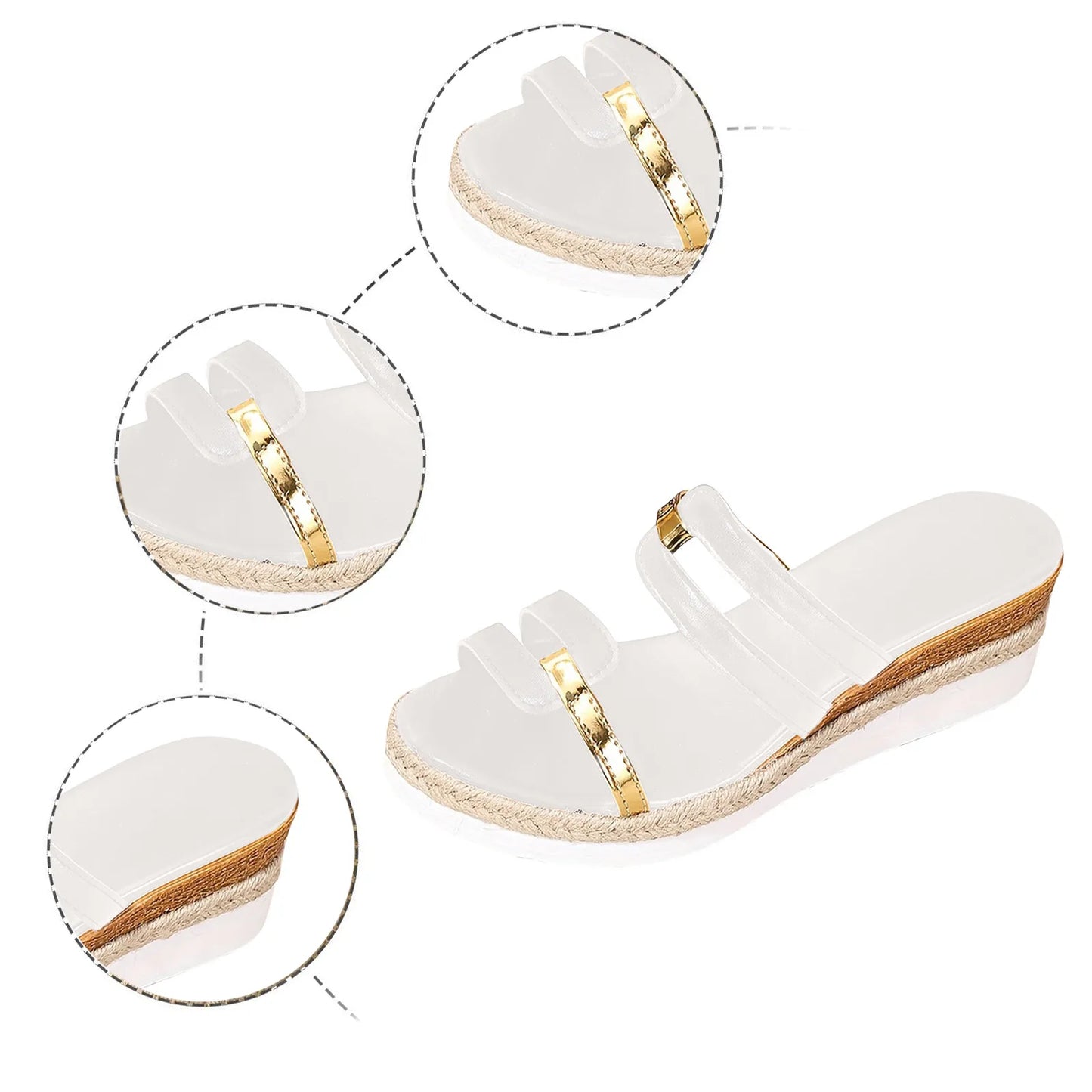 Summer Casual Color Blocking Sandals For Women Dressy Comfortable Soft Leather  Thick Soled Slope Woven