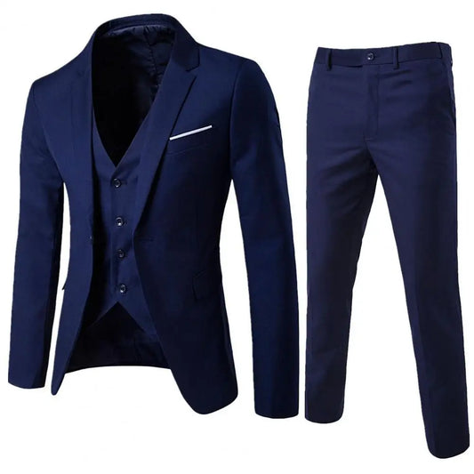 1 Set Vest Pants Set Solid Color Style Single Breasted Vest Coat Zipper Closure Trousers