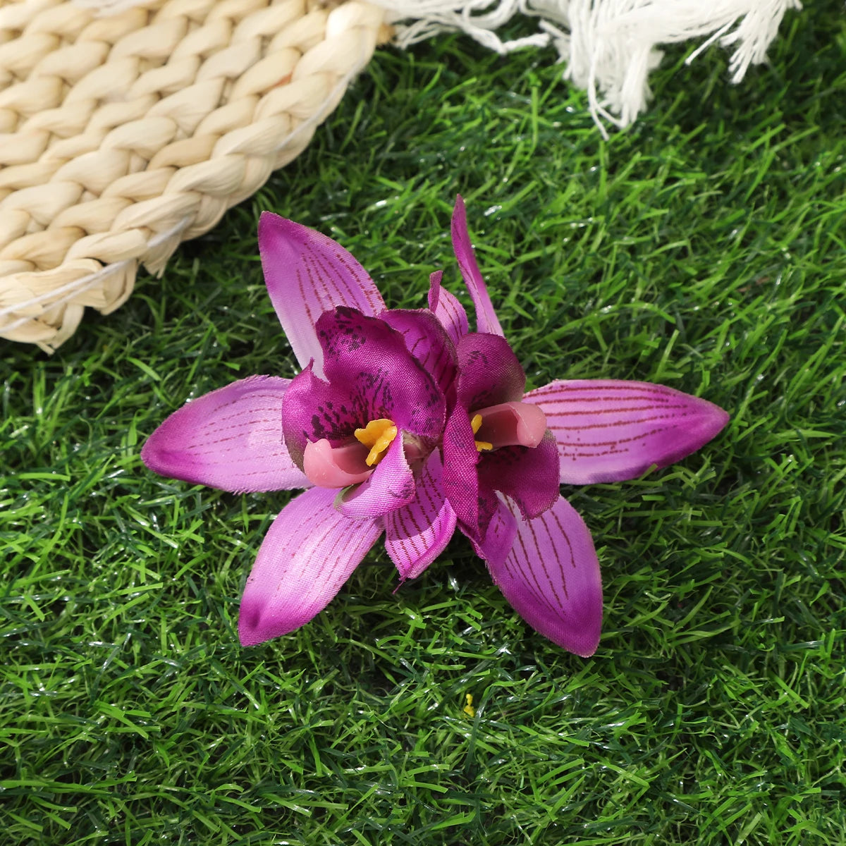 Orchid Flowers Hair Clips Bohemian Small Hairpin Barrette Beach Wedding Flower Women Holiday Hair Clip Hair Accessories