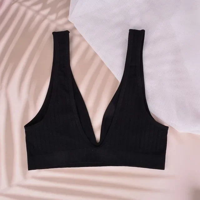 Deep V neck Bra  Seamless Bras Wire Free Unlined Low Back
