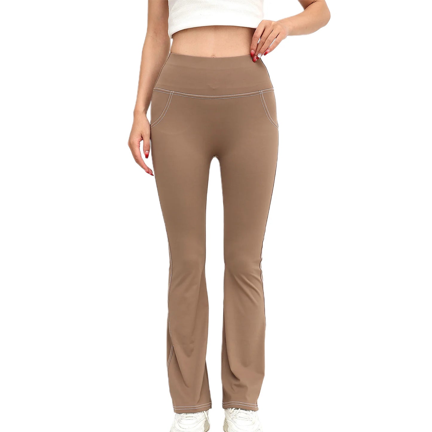 High Waist Yoga Leggings with Pockets Tummy Control Workout Pants Stretchy Athletic Tights