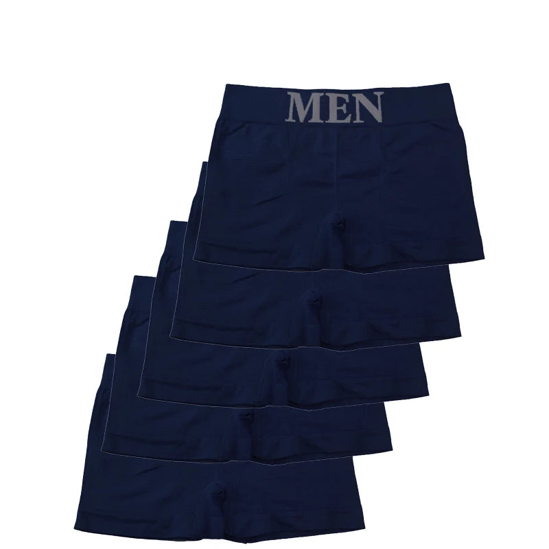 5 Pcs Thin Style Men's High Elastic Plain Color Comfortable Boxer Briefs Panties Breathable