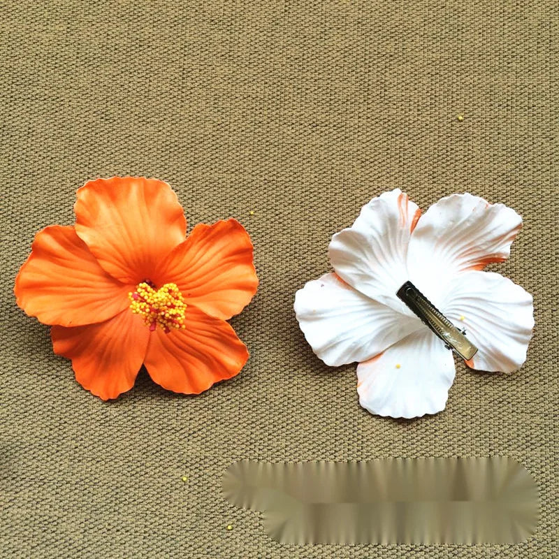 Bohemian Style Hibiscus Flower Sweet Seaside Beach Resort Style Egg Flower Hair Clip For Women