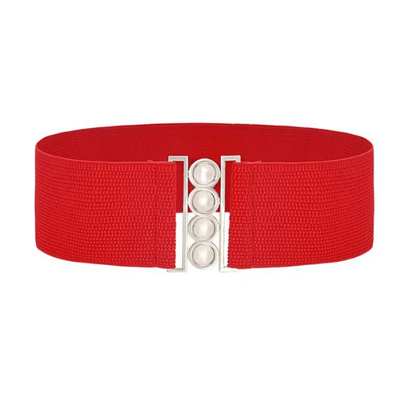 Women’s Elastic Cinch Belt  Fashion Stretch Waist Band Clasp Buckle  Stretchy Retro Wide Waist Cinch Belt Waistband