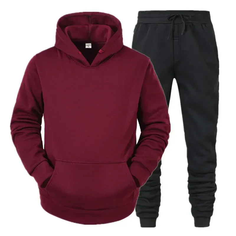 Basic Men/Women 2Pcs/Sets Sweatshirt Hoodies Pants Male Gyms Fitness Tops Joggers Sportswear Tracksuits