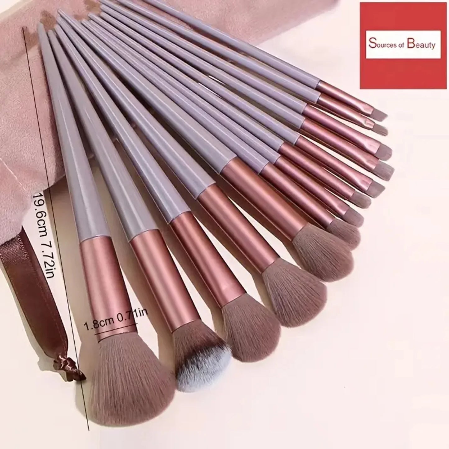 13 Pieces Makeup Brush Set & 1 Storage Bag  Premium Quality, Strong Powder Grab