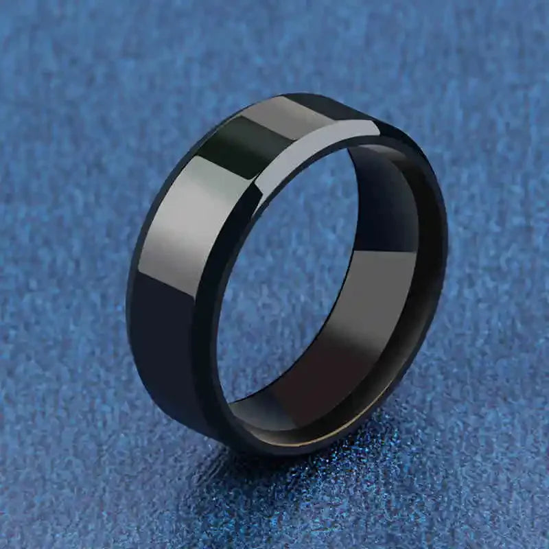 Charm Jewelry Ring for Men Women Stainless Steel Black Rings Wedding Band Quality Matte Male Jewelry