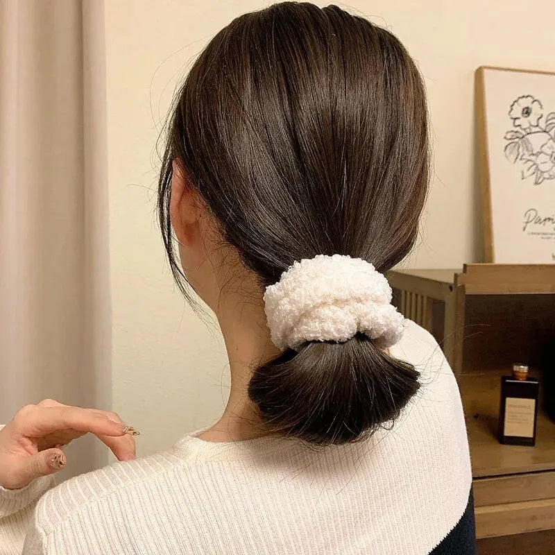 7 Pcs/Set Women Hair Scrunchies Set Plush Solid Hair Band Ponytail Holder Rubber Bands Hair Ties Hair Accessories