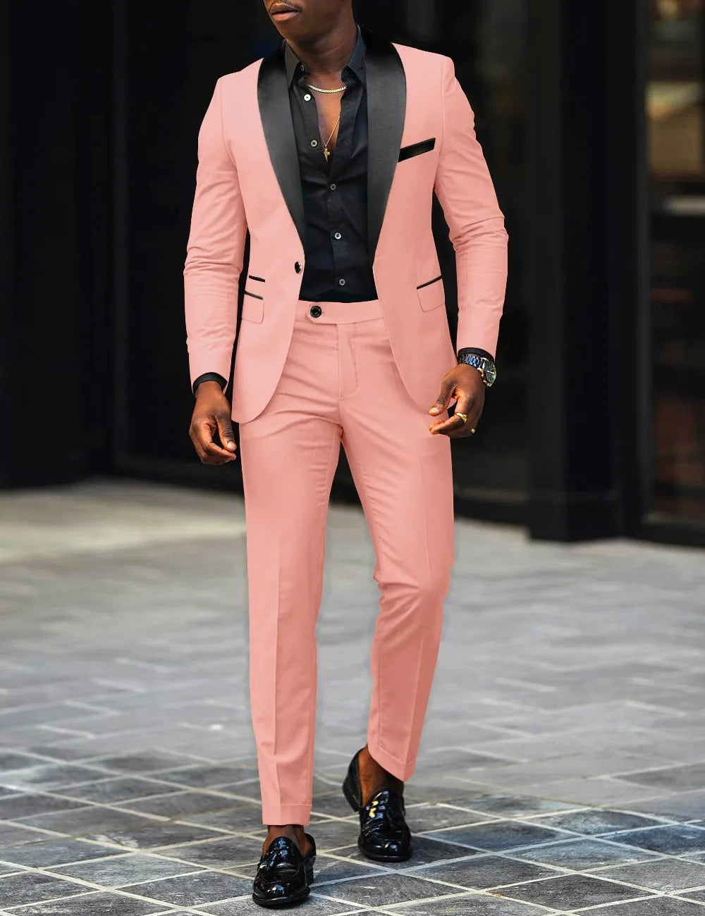 Men's Fashion Business Casual Two-piece, Comfortable and Breathable Slim-fit Side Slit Single-button Suit Jacket+trousers