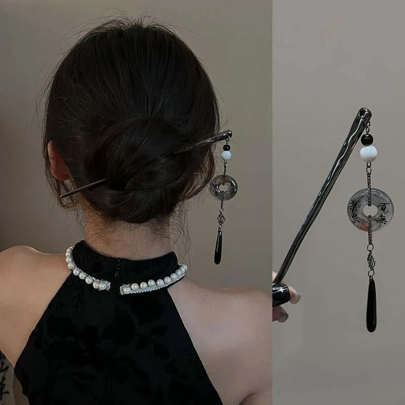 Chinese Style Butterfly Flower Tassel Hair Stick for Women Vintage Metal Chopstick Hair Sticks Hair Accessories