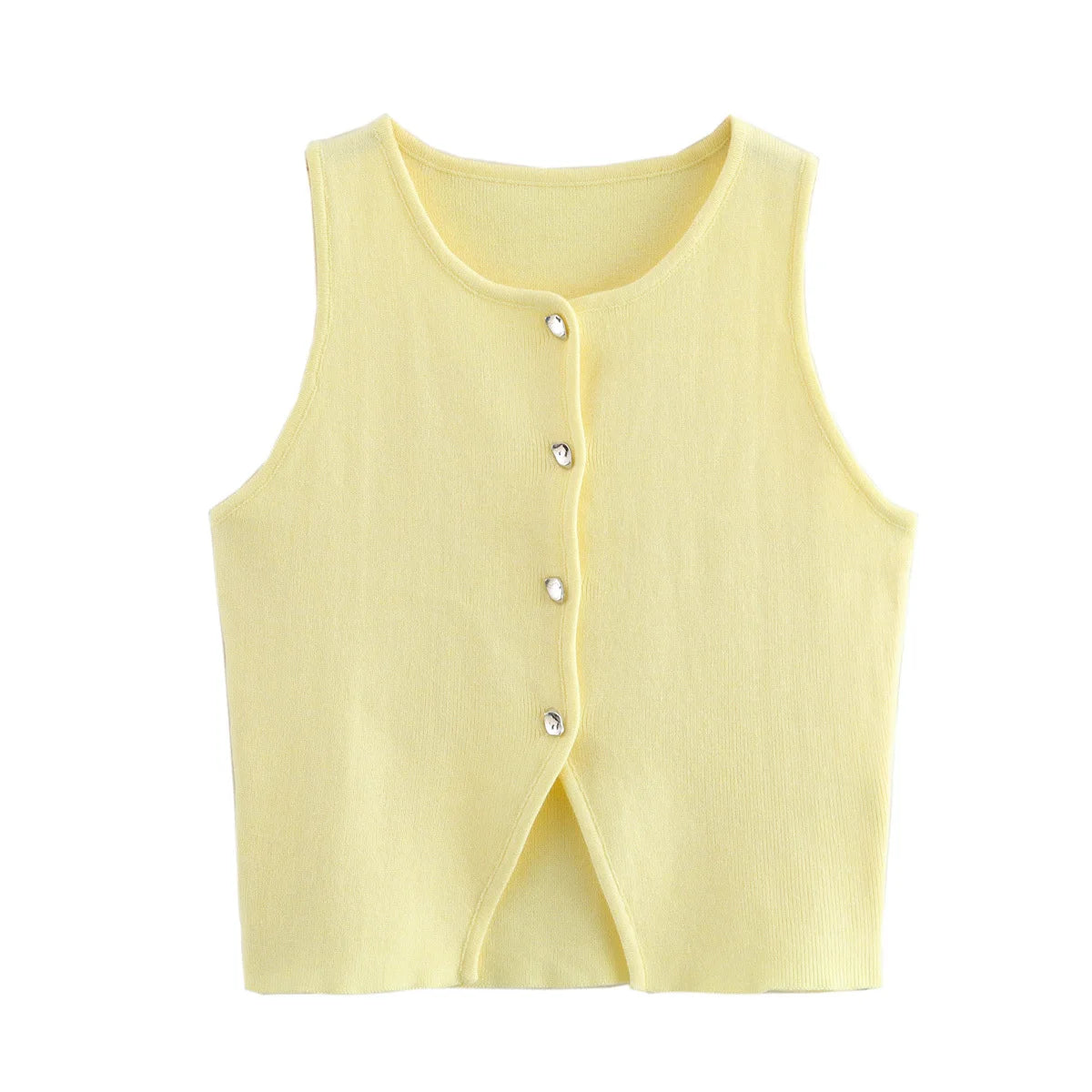 Sweater Vest Cropped Knit Vest Woman Sleeveless Vest Women's Autumn Button Slim Knitted Vests