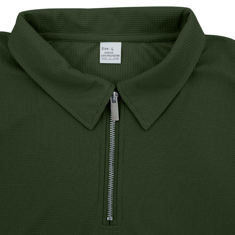 Cross border men's polo shirt set solid color waffle short sleeve slim lapel t-shirt casual men's shorts set
