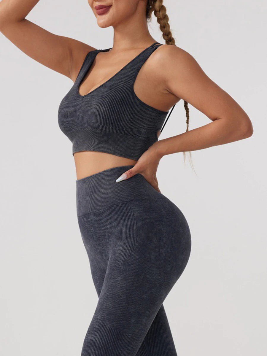 High Impact Racerback Sports Bra Breathable Quick Dry Athletic Yoga Bra