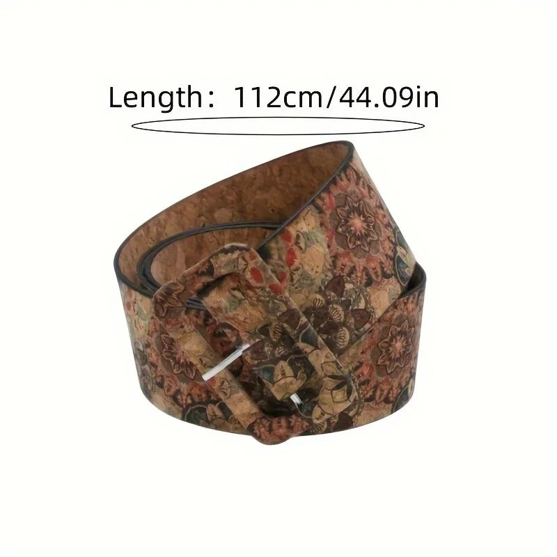 Bohemian style flower multi-color belt splicing color pu belt full cover pin buckle versatile jeans accessories belt