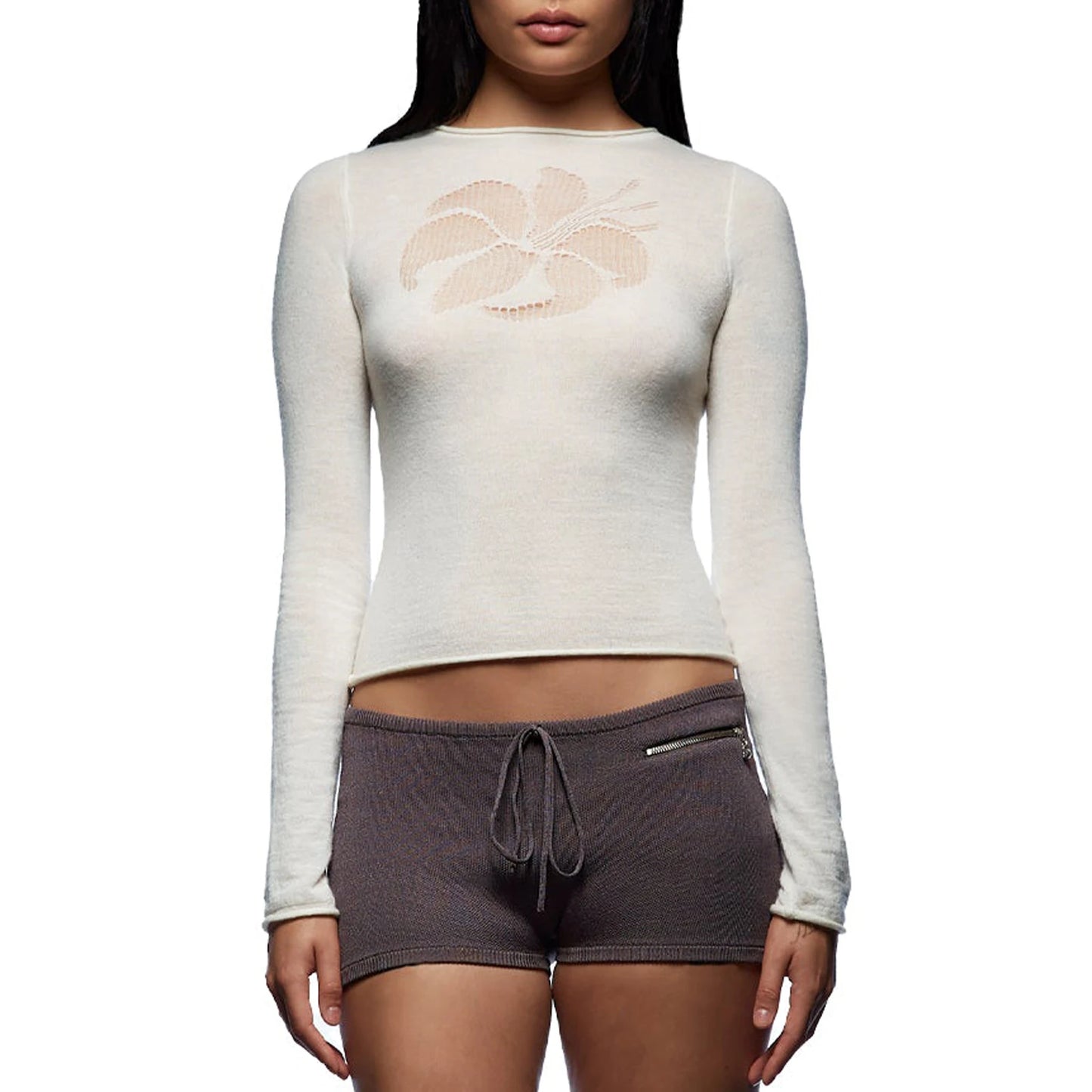 Women s Floral Print Crew Neck Long Sleeve Knit Sweater Cozy Pullover for Fall and Winter Warm and Stylish Sweater