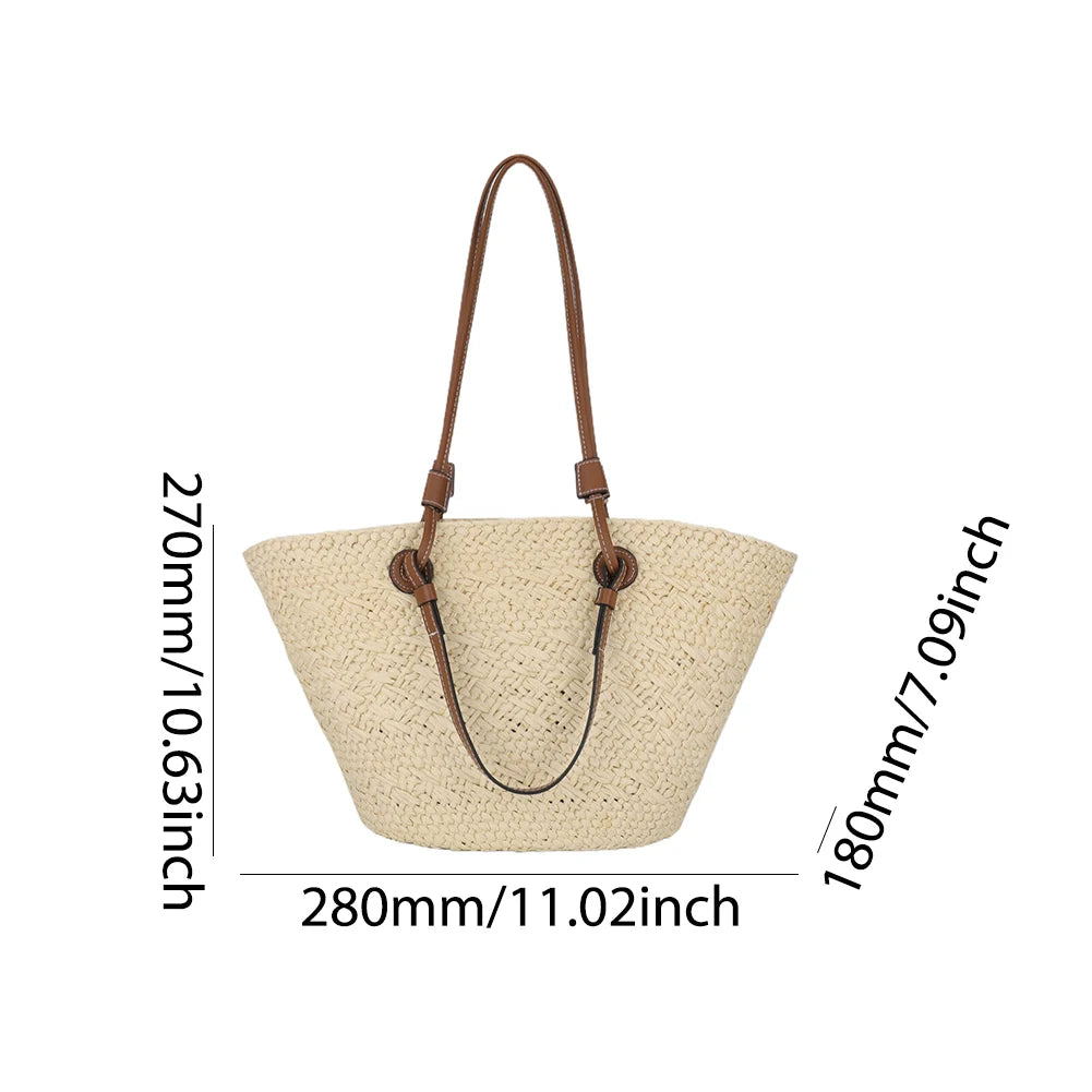 Straw Woven Tote Bags for Women Shoulder Raffia Bag  Rattan Large Shopping Basket Beach Bag Luxury Crochet Handbag Tote Bag