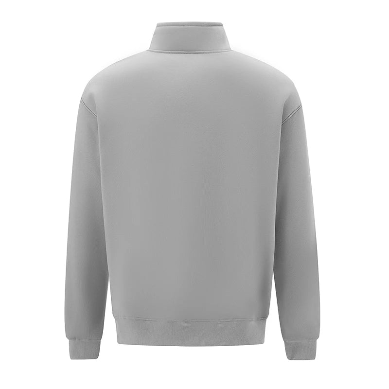Cozy Fleece Quarter Zip Pullover Sweater with Stand Collar and Long Sleeves for Winter Warmth and Style