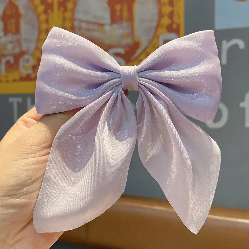 Big Hair Bow Ties Hair Clips Satin Two Layer Bow for Women Bowknot Hairpins Trendy Hairpin Girl Hair Accessory
