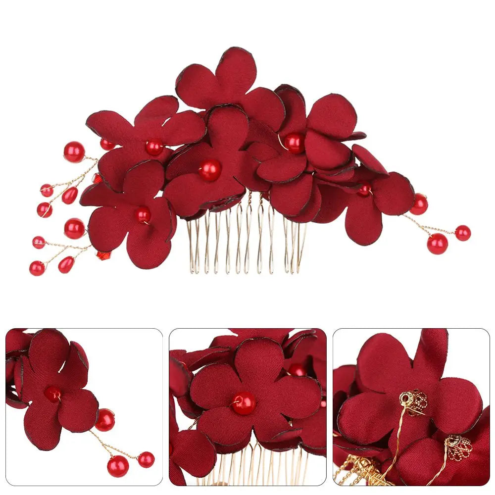 Fashion Red/Pink/Champagne Romantic Flower Hair Clip Hairpin Comb Accessories