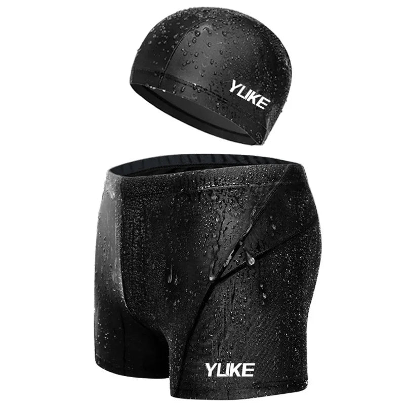 Men Myopia Swimming Shorts Waterproof Competition Swim Equipment Goggles Cap Case Trunks Briefs Swimwear