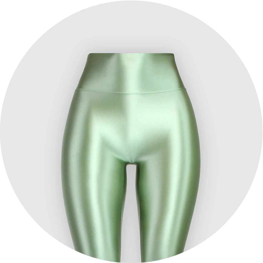 Satin Glossy High Waist Sport Fitness Shiny Yoga Pants