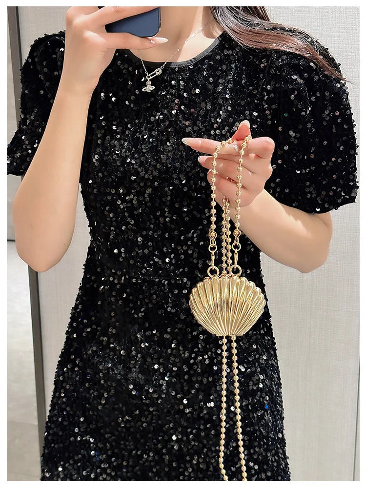 Summer Lipstick Bags for Women Fashion Pearl Mini Purse Crossbody Bag High Quality Gold Shell Bag Designer Shoulder Bag