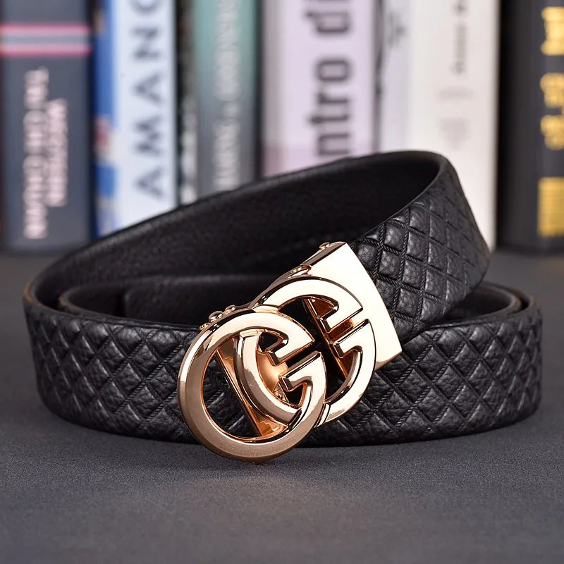 Designer fashion automatic buckle jeans high-quality material belt