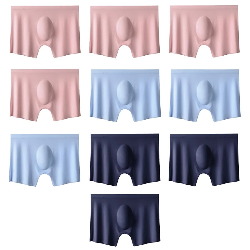 10 Pcs/Lot Men's Summer Ice Silk Boxers Briefs Seamless Underwear Lingerie Underpants Shorts Ultra-thin Breathable Sexy
