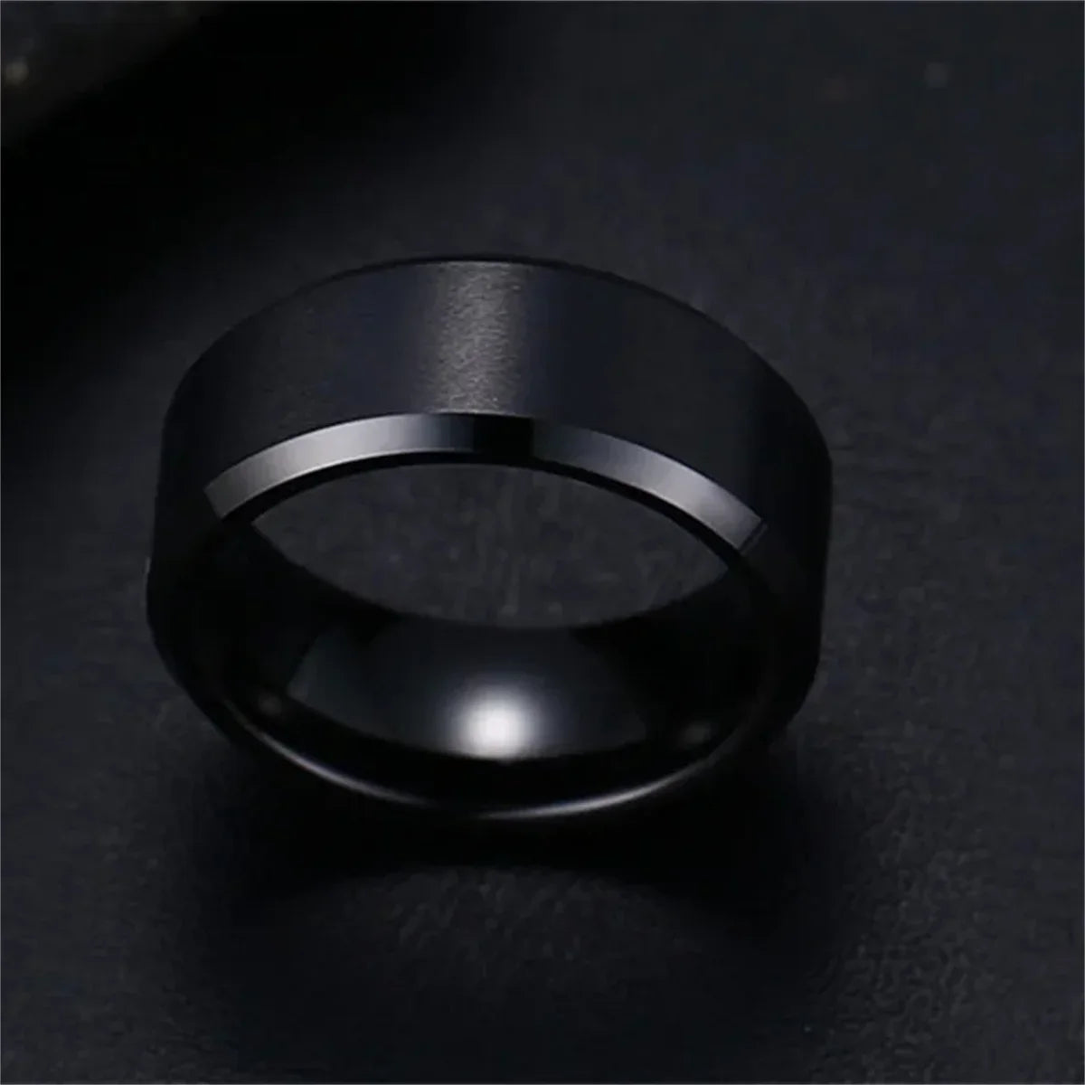 Charm Jewelry Ring for Men Women Stainless Steel Black Rings Wedding Band Quality Matte Male Jewelry