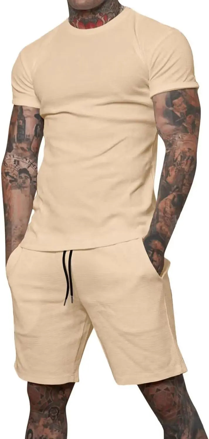 Boutique men's shorts suit 2 piece clothing fashion summer casual sportswear and shorts suit