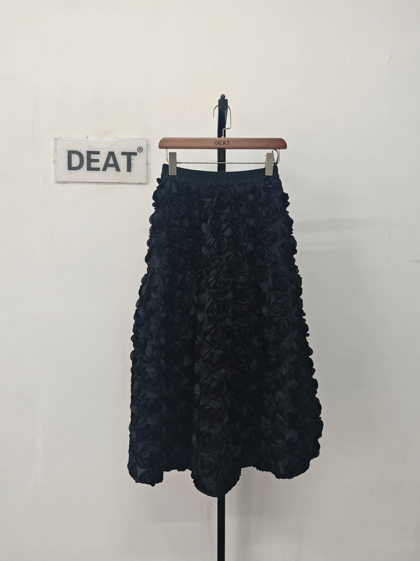 A-line 3d Rose Flowers Design Pleated  Long Skirt
