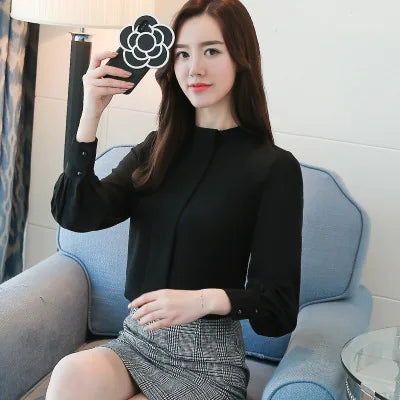 Long Sleeve Casual Chiffon Blouse  Office