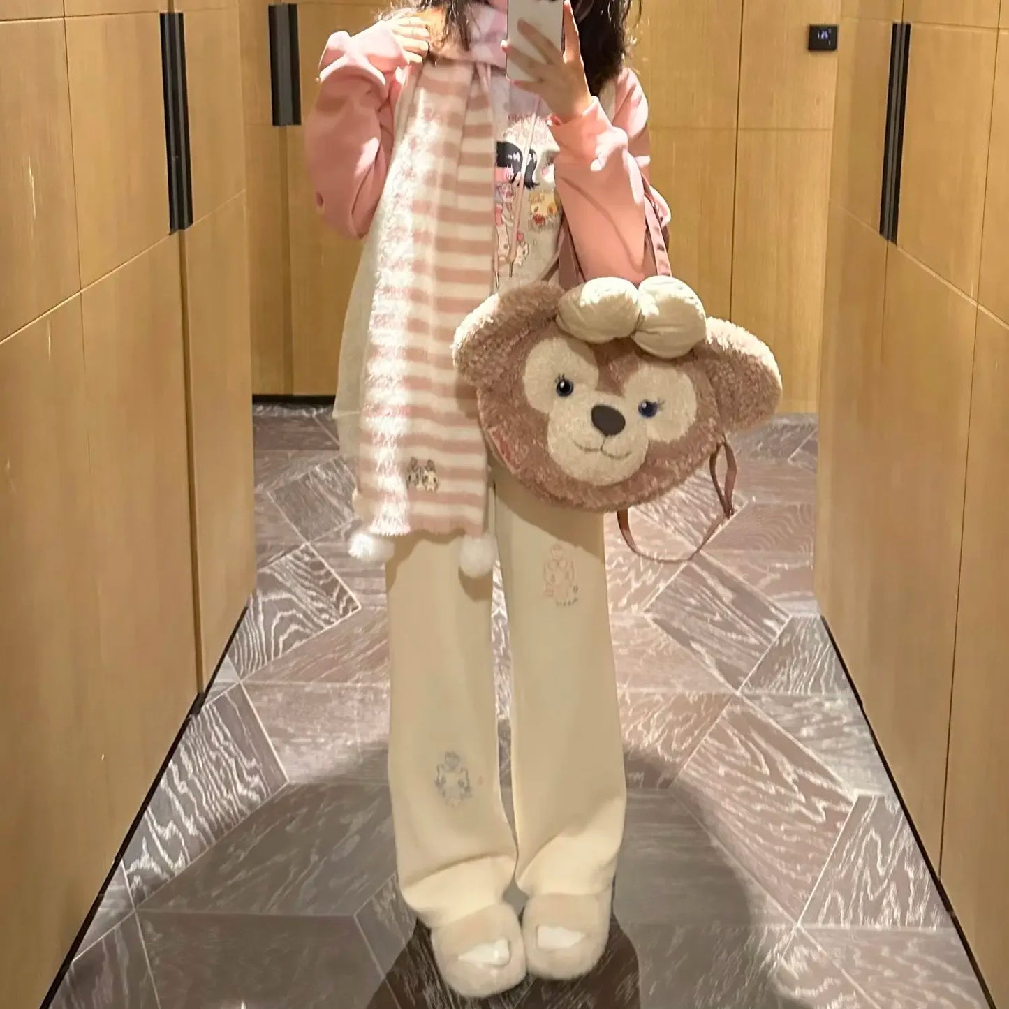 Embroidery Loose Causal  High Waist Versatile Wide Leg Pants