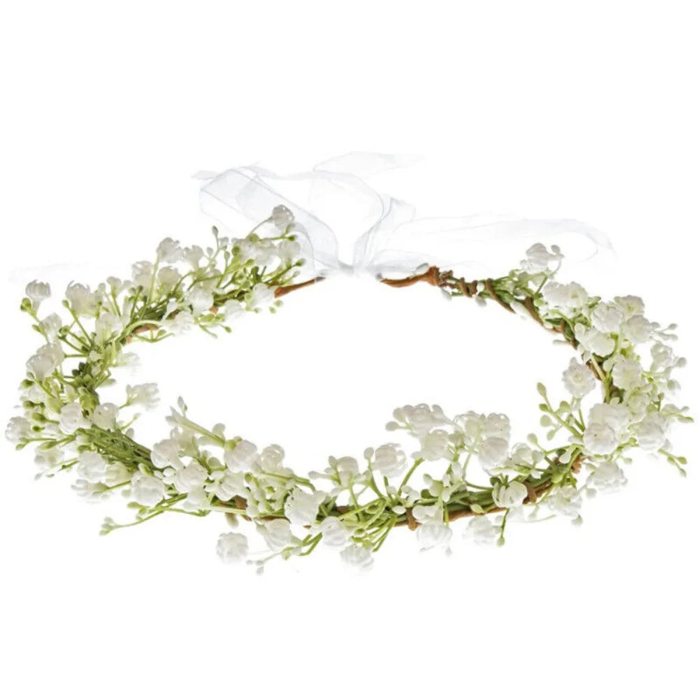 1pcs Artificial Baby Breath Green Headpiece  Halo Leaf Floral  Headband