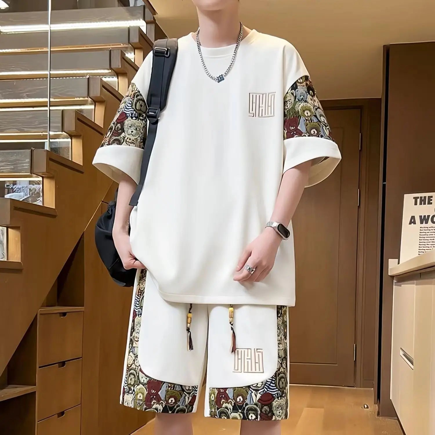 T-shirts + shorts summer fashion Sportswear shirts Men's Casual Sets Male Fashion shirts and shorts full size M-5XL