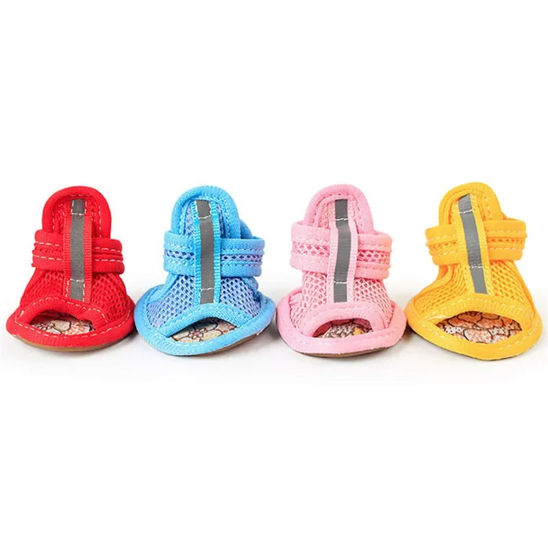 4PCS/set  Non-slip Summer Dog Shoes Breathable Sandals for Small Dogs Pet Dog Socks Sneakers for Dogs Puppy  Shoes Boots