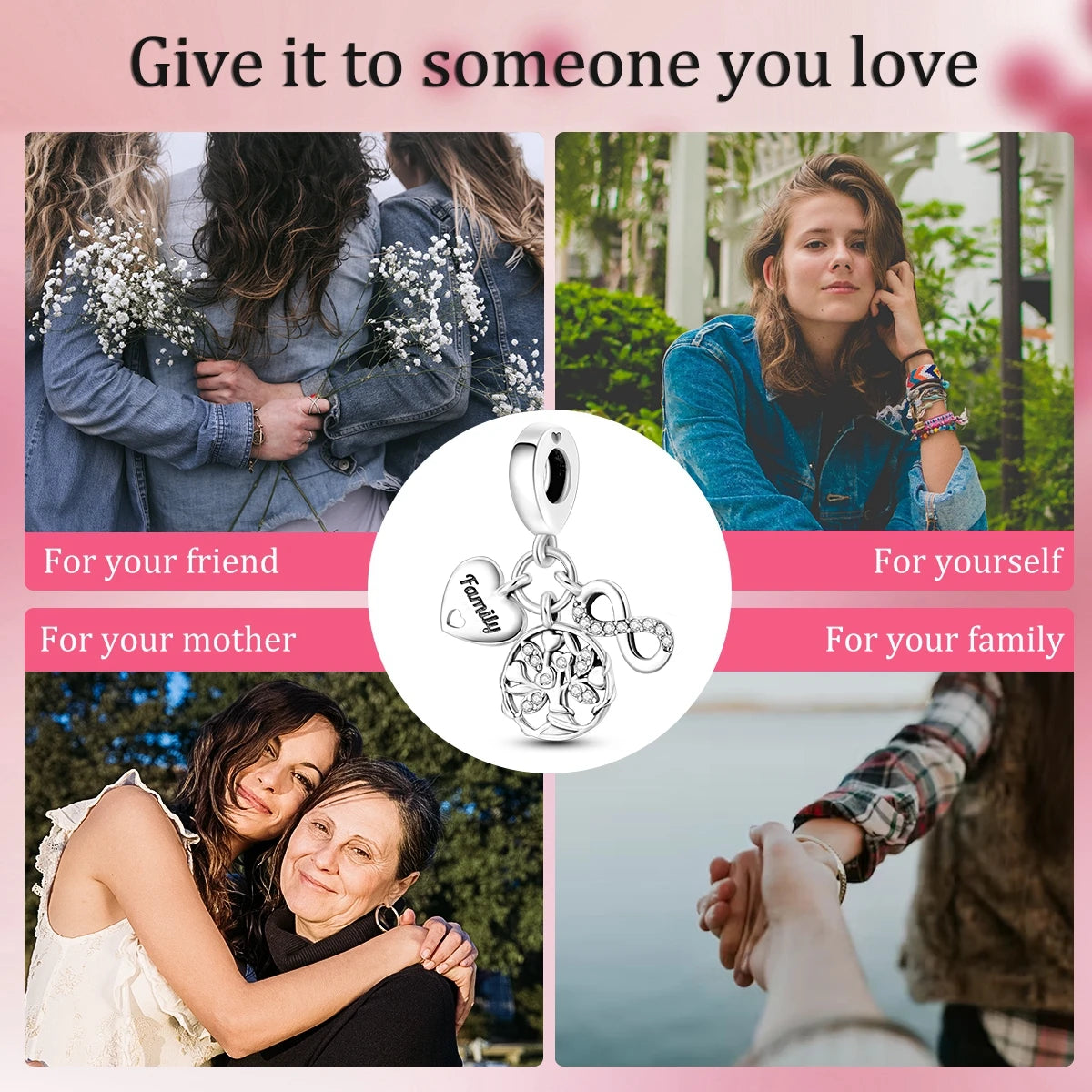 925 Sterling Silver Life Tree Symbol Series Charms Beads Fit Original Pandora Bracelets